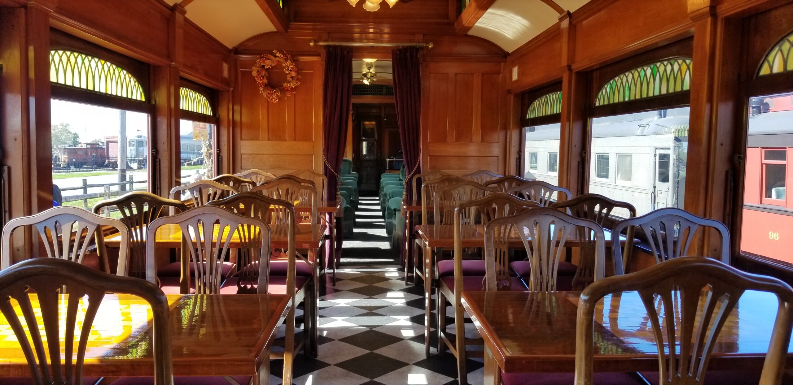 An empty dining car on the Strasburg Rail Road.