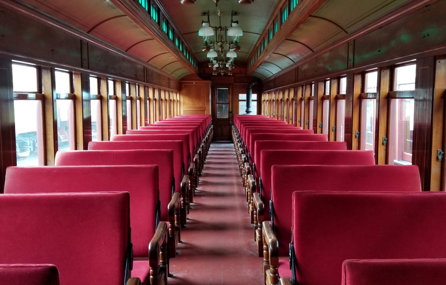 Inside view of the coach train car.