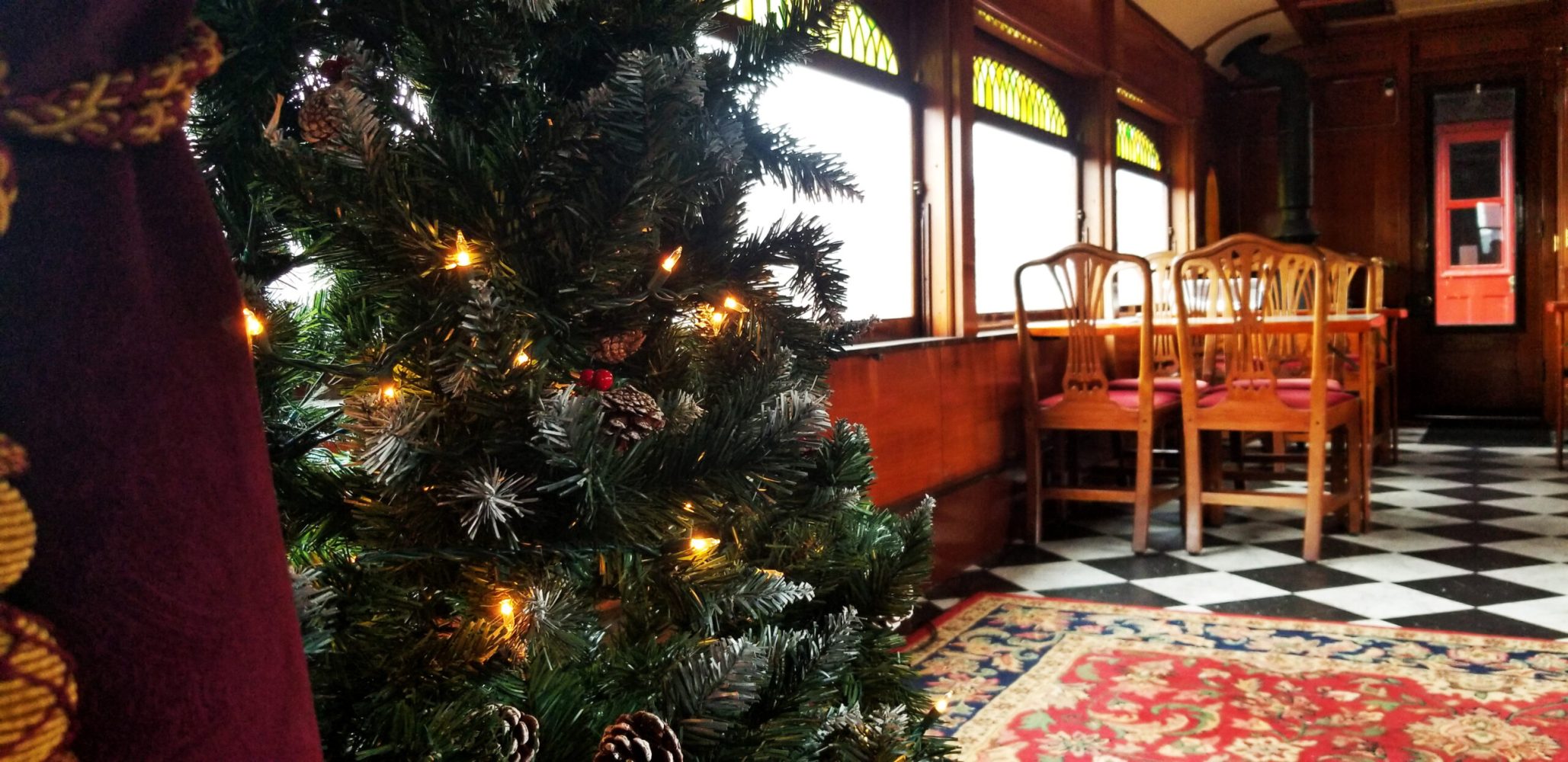 The inside of the club car at Strasburg Rail Road.